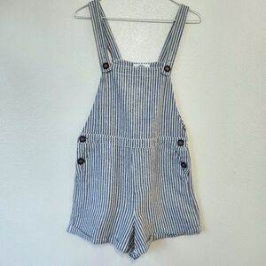 Striped Linen Overall Romper